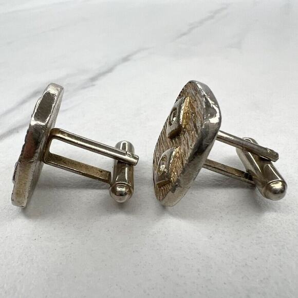 Vintage Rounded Square Rhinestone Cufflinks - Picture 3 of 5